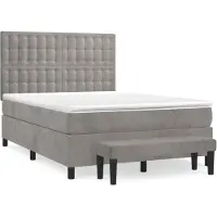 vidaXL Boxspring met matras fluweel lichtgrijs 140x190 cm