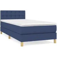 vidaXL Boxspring met matras stof blauw 80x200 cm
