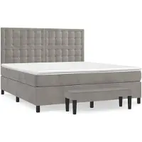vidaXL Boxspring met matras fluweel lichtgrijs 180x200 cm