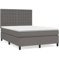 vidaXL Boxspring met matras kunstleer grijs 140x190 cm