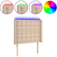 vidaXL Hoofdbord LED 83x16x118/128 cm kunstleer cappuccinokleurig