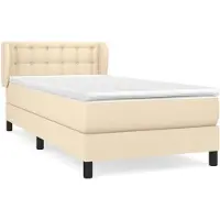 vidaXL Boxspring met matras stof crèmekleurig 90x200 cm
