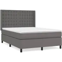 vidaXL Boxspring met matras kunstleer grijs 140x200 cm