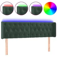 vidaXL Hoofdbord LED 147x16x78/88 cm fluweel donkergroen