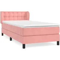 vidaXL Boxspring met matras fluweel roze 90x200 cm
