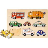 Goki Steekpuzzel - Verkeer - 8 Delen - 30X21X2,4Cm - Hout - 2 Jaar