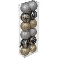Atmosphera 12x stuks kerstballen mix goud/zilver glans/mat/glitter kunststof 4 cm - Kerstbal