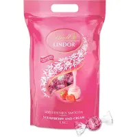 Lindt LINDOR Aardbei & Room witte chocolade bonbons 1kg - ca. 80 zacht smeltende chocolade bonbons