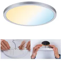 Paulmann LED paneel Aero CCT rond chroom 23cm Areo, dimbaar, chroom / zilver, Woon-/ Eetkamer, Kunststof, Modern, slimme verlichting