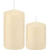 Trend Candles Stompkaarsen set van 4x stuks creme wit 8 en 12 cm - Stompkaarsen