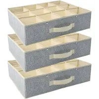 Spirella MSV kleding/kast organiser - 3x - 12 vakken - grijs - 45 x 36 x 12 cm - polyester - Opbergmanden
