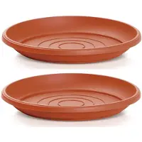 Prosperplast Opvangschaal/onderschaal bloempot/plantenpot - 3x - terracotta - rond - Dia 33 cm - Plantenpotten