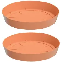 Prosperplast Opvangschaal/onderschaal bloempot/plantenpot - 4x - terracotta - rond - Dia 15,5 cm - Plantenpotten