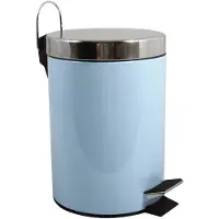 Jamon MSV Prullenbak/pedaalemmer - metaal - pastel blauw - 3 liter - 17 x 25 cm - Badkamer/toilet - Pedaalemmers