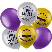 Folat Ballonnen geslaagd thema - 12x - goud/zilver/paars - latex - 33 cm - examenfeest versiering - Ballonnen
