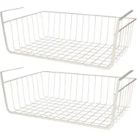 Spirella MSV Kastmandje - 3x - opberg/hang mandjes - rvs - wit - 30 x 27 x 16 cm - Opbergmanden