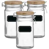 Urban Living Weckpot/inmaakpot - 6x - 1L - glas - met beugelsluiting - incl. etiketten - Weckpotten