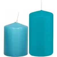 Trend Candles Stompkaarsen set van 6x stuks turquoise blauw 8 en 12 cm - Stompkaarsen