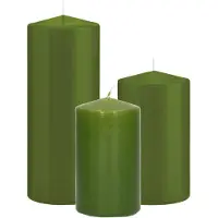 Trend Candles Stompkaarsen set van 3x stuks olijfgroen 12-15-20 cm - Stompkaarsen