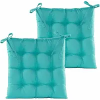 Anna's Collection Stoelkussen gewatteerd - 2x - turquoise blauw - 38 x 38 cm - tuinstoelkussens