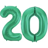 Folat Leeftijd feestartikelen/versiering grote folie ballonnen 20 jaar glimmend groen 86 cm - Ballonnen