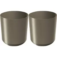Prosperplast Plantenpot/bloempot Babylon - 2x - kunststof - buiten/binnen - titanium grijs - D24 x H24 cm - Plantenpotte