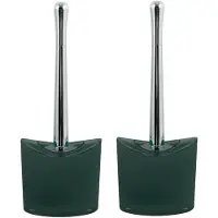 Spirella MSV Toiletborstel in houder/wc- 2x -borstel Aveiro - PS kunststof/rvs - donkergroen/zilver - 37 x 14 cm - Toiletborstels
