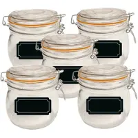 Urban Living Weckpot/inmaakpot - 10x - 500 ml - glas - met beugelsluiting - incl. etiketten - Weckpotten