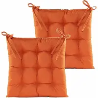 Anna's Collection Stoelkussen gewatteerd - 2x - oranje - 38 x 38 cm - tuinstoelkussens