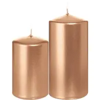 Trend Candles Stompkaarsen set van 6x stuks rose goud 8 en 12 cm - Stompkaarsen