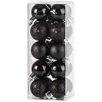 Cosy & Trendy 20x Kunststof kerstballen glanzend/mat/glitter zwart 3 cm versiering - Kerstbal