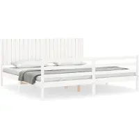 vidaXL Bedframe met hoofdbord massief hout wit 200x200 cm
