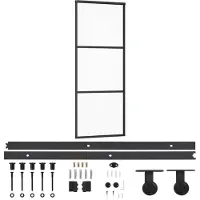 vidaXL Schuifdeur met beslag 76x205 cm aluminium en ESG-glas