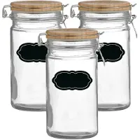 Urban Living Weckpot/inmaakpot - 6x - 1L - glas - met beugelsluiting - incl. etiketten - Weckpotten