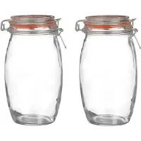 Urban Living Voorraadpot/bewaarpot - 2x - 1.3L - glas - met beugelsluiting - D13 x H22 cm - Voorraadpot