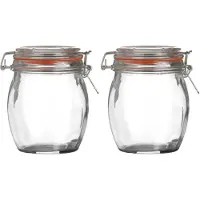 Urban Living Voorraadpot/bewaarpot - 2x - 750 ml - glas - met beugelsluiting - D11 x H14 cm - Voorraadpot