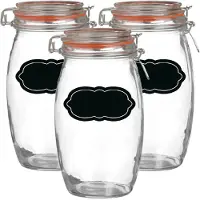 Urban Living Weckpot/inmaakpot - 6x - 1.3L - glas - met beugelsluiting - incl. etiketten - Weckpotten