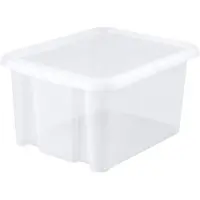 Eda Plastiques Kunststof opbergbox/opbergdoos wit transparant L44 x B36 x H25 cm stapelbaar - Opbergbox