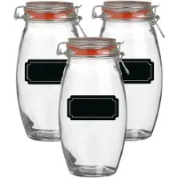 Urban Living Weckpot/inmaakpot - 4x - 1.9L - glas - met beugelsluiting - incl. etiketten - Weckpotten