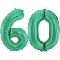 Folat Leeftijd feestartikelen/versiering grote folie ballonnen 60 jaar glimmend groen 86 cm - Ballonnen
