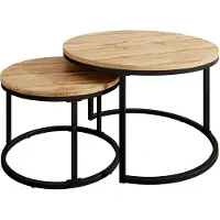Meubella | salontafel eiken set van 2 industrieel