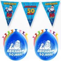 Paper Dreams Paperdreams Abraham/50 jaar feest set - Ballonnen & vlaggenlijnen - 17x stuks - Vlaggenlijnen