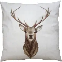 Clayre & Eef Kussenhoes 45x45 cm Beige Bruin Polyester Hert Sierkussenhoes Beige Sierkussenhoes