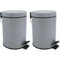 Spirella MSV Prullenbak/pedaalemmer - 2x - metaal - grijs - 3 liter - 17 x 25 cm - Badkamer/toilet - Pedaalemmers