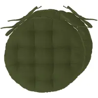 Atmosphera Stoelkussens rond - 2x - olijfgroen - katoen - 38 x 6.5 cm - wicker zitkussen - tuinstoelkussens