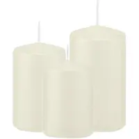 Trend Candles Stompkaarsen set van 6x stuks ivoor wit 8-10-12 cm - Stompkaarsen