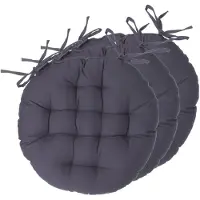 Atmosphera Stoelkussens rond - 6x - donkergrijs - katoen - 38 x 6.5 cm - wicker zitkussen - tuinstoelkussens