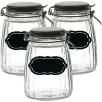 Urban Living Weckpot/inmaakpot - 6x - 1.5L - glas - met beugelsluiting - incl. etiketten - Weckpotten