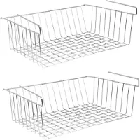 Spirella MSV Kastmandje - 4x - opberg/hang mandjes - rvs - zilver - 38 x 26 x 14 cm - Opbergmanden