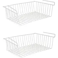 Spirella MSV Kastmandje - 4x - opberg/hang mandjes - rvs - wit - 38 x 26 x 14 cm - Opbergmanden